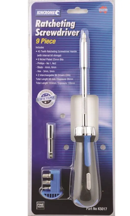 Kincrome Ratcheting Screwdriver 9 Piece K5017 1