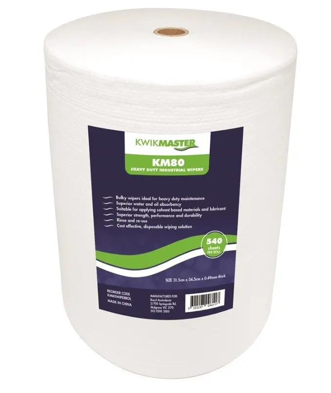 Kwikmaster Km80 Heavy Duty Industrial Wipers  Roll 540 Sheets Km80wiperww0540 1
