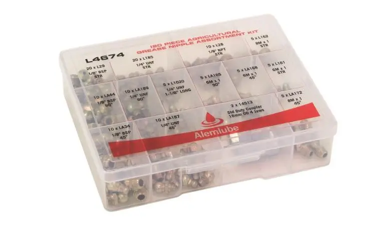 Alemlube Agricultural Grease Nipple Kit 120 Piece L4674 1