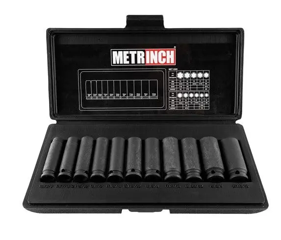 Metrinch Deep Wall Impact Socket Set 3/8" Drive 11 Piece Met-2305 1