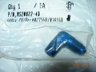 Adapter, Pipe/Flare - 90' - 1/8" Npt - 1/4" Tube Od 1