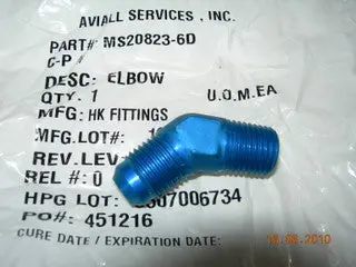 Adapter, 45' - Pipe/Flare - 1/4" Npt - 3/8" Tube Od 1