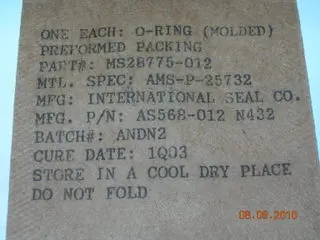 O-Ring, Hydraulic - 1/16" Width - 3/8" Id - 1/2" Od 1