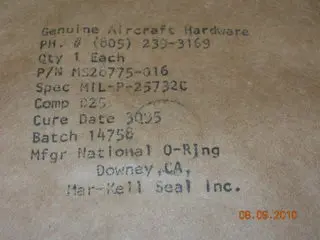 O-Ring, Hydraulic - 1/16" Width - 5/8" Id - 3/4" Od 1