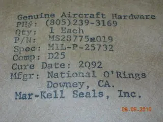 O-Ring, Hydraulic - 1/16" Width - 13/16" Id - 15/16" Od 1