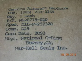 O-Ring, Hydraulic - 1/16" Width - 7/8" Id - 1" Od 1