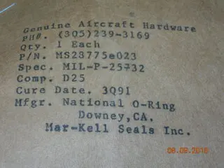 O-Ring, Hydraulic - 1/16" Width - 1 1/16" Id - 1 3/16" Od 1