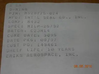 O-Ring, Hydraulic - 1/16" Width - 1 1/8" Id - 1 1/4" Od 1