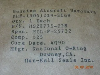 O-Ring, Hydraulic - 1/16" Width - 1 3/8" Id - 1 1/2" Od 1