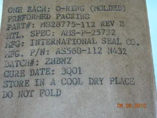 O-Ring, Hydraulic - 3/32" Width - 1/2" Id - 11/16" Od 1