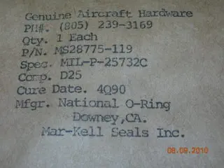 O-Ring, Hydraulic - 3/32" Width - 15/16" Id - 1 1/8" Od 1