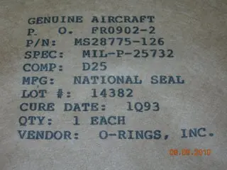 O-Ring, Hydraulic - 3/32" Width - 1 3/8" Id - 1 9/16" Od 1