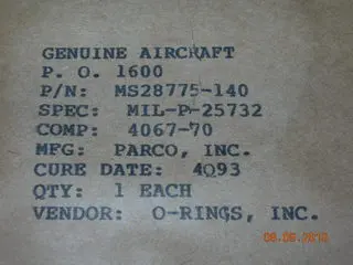 O-Ring, Hydraulic - 3/32" Width - 2 1/4" Id - 2 7/16" Od 1