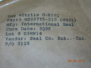 O-Ring, Hydraulic - 1/8" Width - 3/4" Id - 1" Od 1