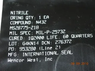 O-Ring, Hydraulic - 1/8" Width - 1 1/4" Id - 1 1/2" Od 1