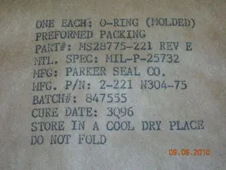 O-Ring, Hydraulic - 1/8" Width - 1 7/16" Id - 1 11/16" Od 1