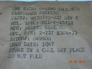 O-Ring, Hydraulic - 1/8" Width - 2 1/8" Id - 2 3/8" Od 1