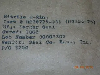 O-Ring, Hydraulic - 1/8" Width - 2 5/8" Id - 2 7/8" Od 1
