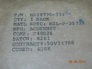 O-Ring, Hydraulic - 3/16" Width - 2 5/8" Id - 3" Od 1