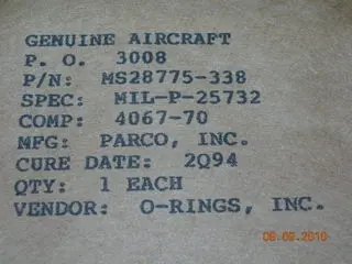 O-Ring, Hydraulic - 3/16" Width - 3 1/8" Id - 3 1/2" Od 1