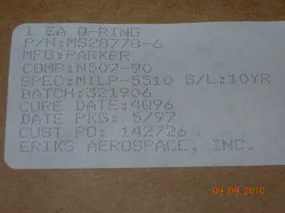 O-Ring, Hydraulic - Boss - .078" Width - .468" Id - 3/8" Od Tube 1