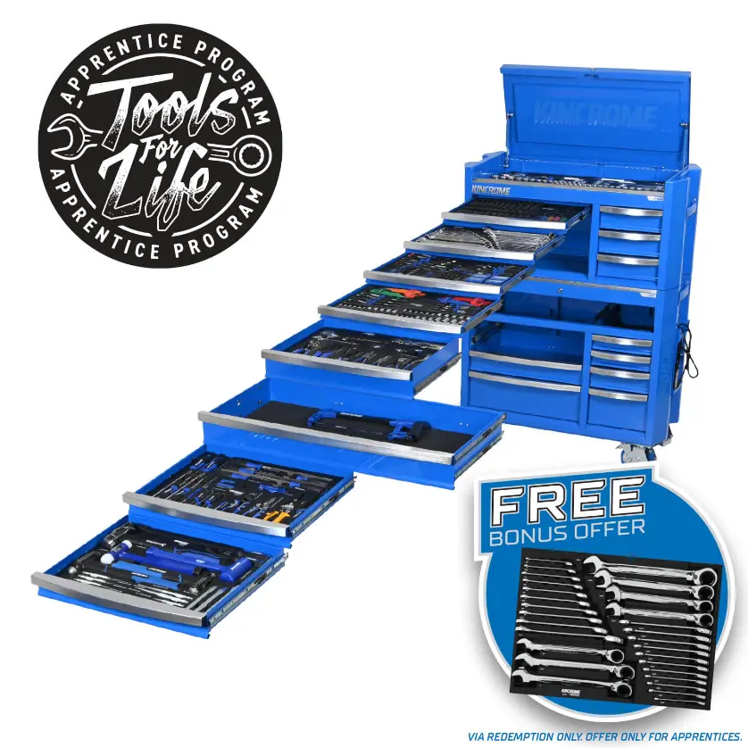 Kincrome Contour Workshop Tool Kit 595 Piece 17 Drawer 42” Blue P1826 1