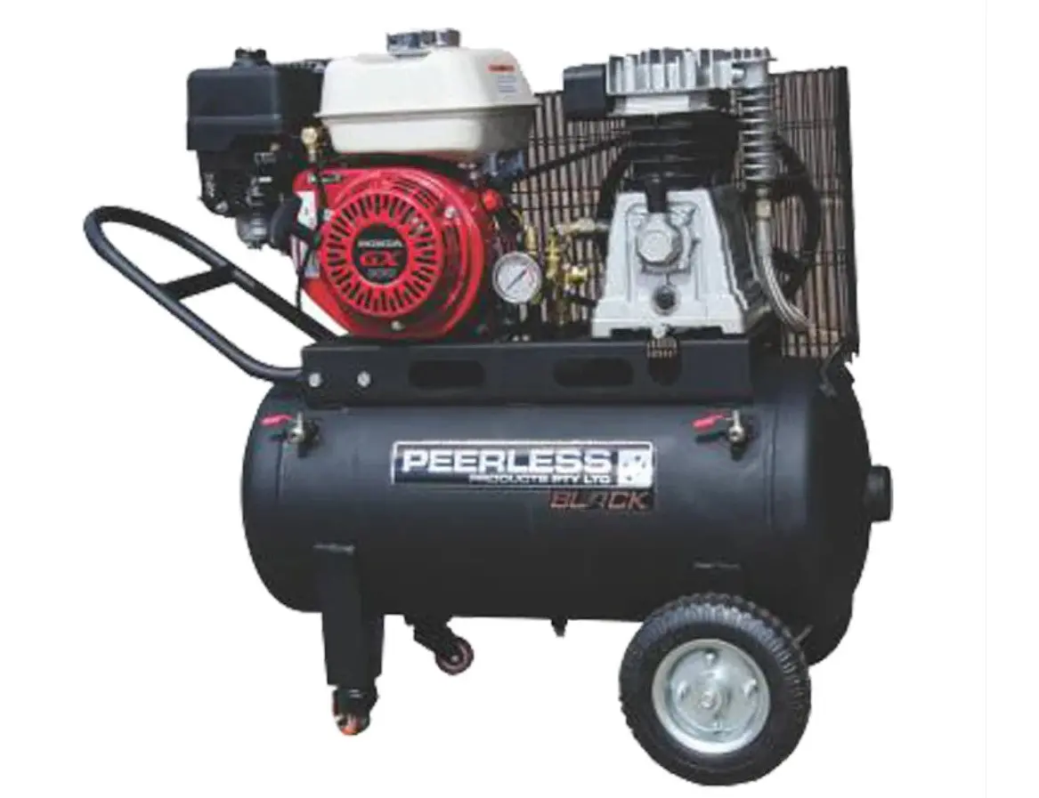 Peerless Black 17000 Petrol Air Compressor Belt Drive, Honda Gx200, 320Lpm Pb17000p 1