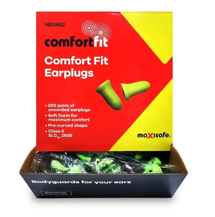 Maxisafe  Maxiplug  Comfort Fit Earplugs  Uncorded Box 200 Pairs Heu652 1
