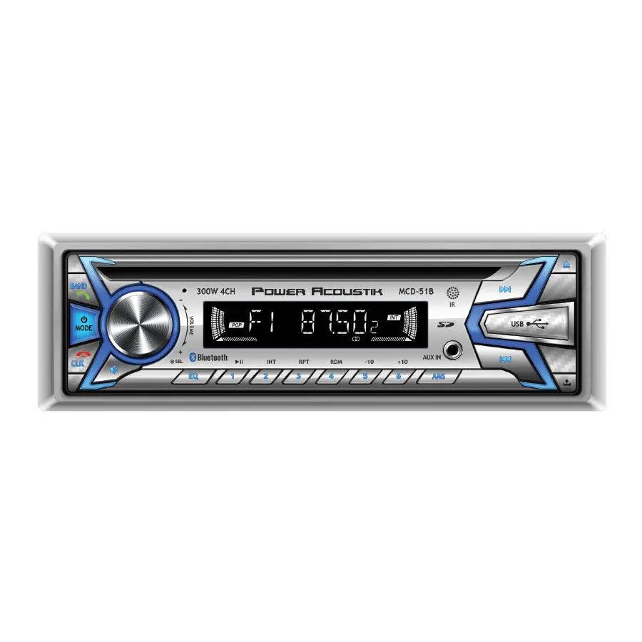 Power Acoustik Mcd-51B Single Din Marine Cd/Mp3/Usb/Bluetooth Stereo/Receiver 1