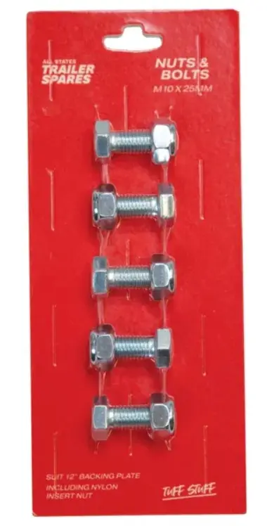 All States Trailer  Nylon Insert Nuts & Bolts X 4 M10 X 25Mm R5304 1