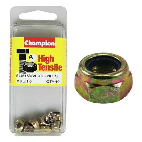 Champion Blister Nyloc-Self Locking Metric Nuts M6 X 1.00-Slm158 1