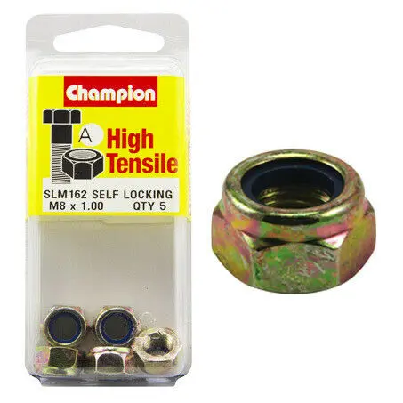 Champion Blister Nyloc-Self Locking Metric Nuts M8 X 1.00-Slm162 1