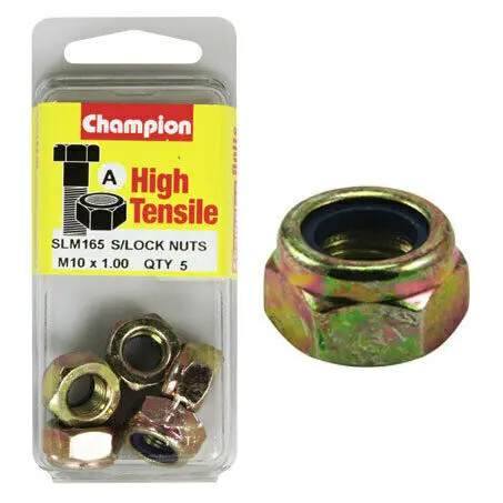 Champion Blister Nyloc-Self Locking Metric Nuts M10 X 1.00-Slm165 1