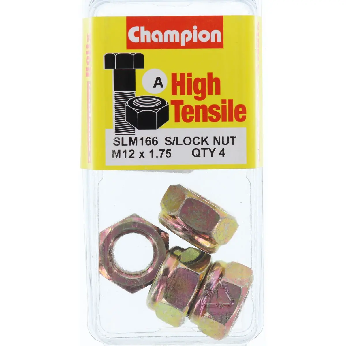Champion Blister Nyloc-Self Locking Metric Nuts M12 X 1.75-Slm166 1