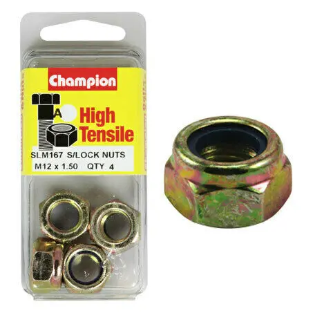 Champion Blister Nyloc-Self Locking Metric Nuts M12 X 1.50-Slm167 1