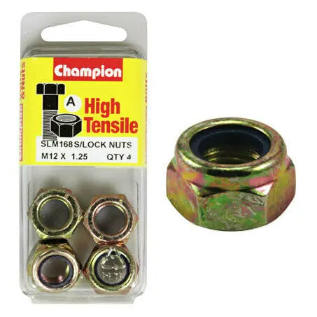 Champion Blister Nyloc-Self Locking Metric Nuts M12 X 1.25-Slm168 1