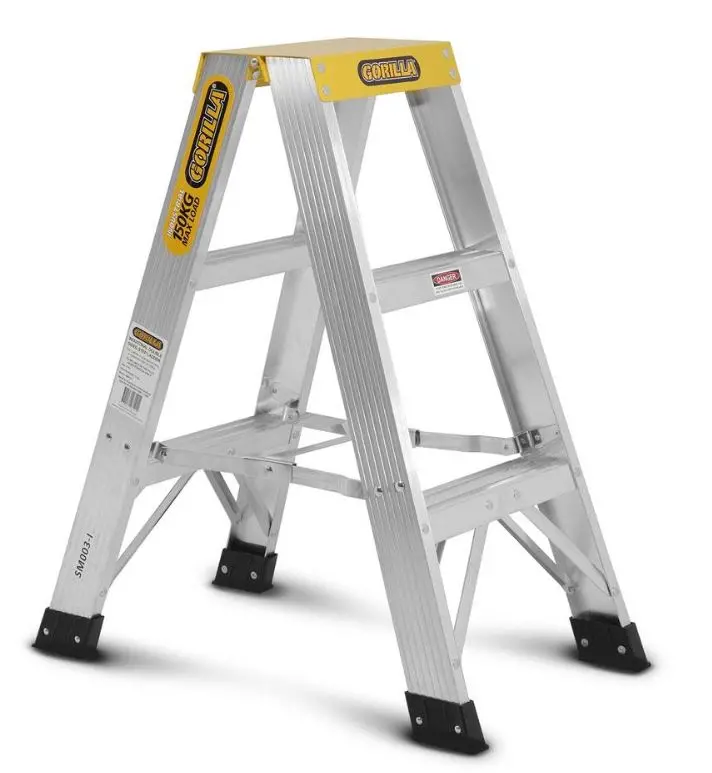 Gorilla 3-Step 0.9M 150Kg 3Ft  Aluminium Double Sided Industrial Ladder Sm003-I 1