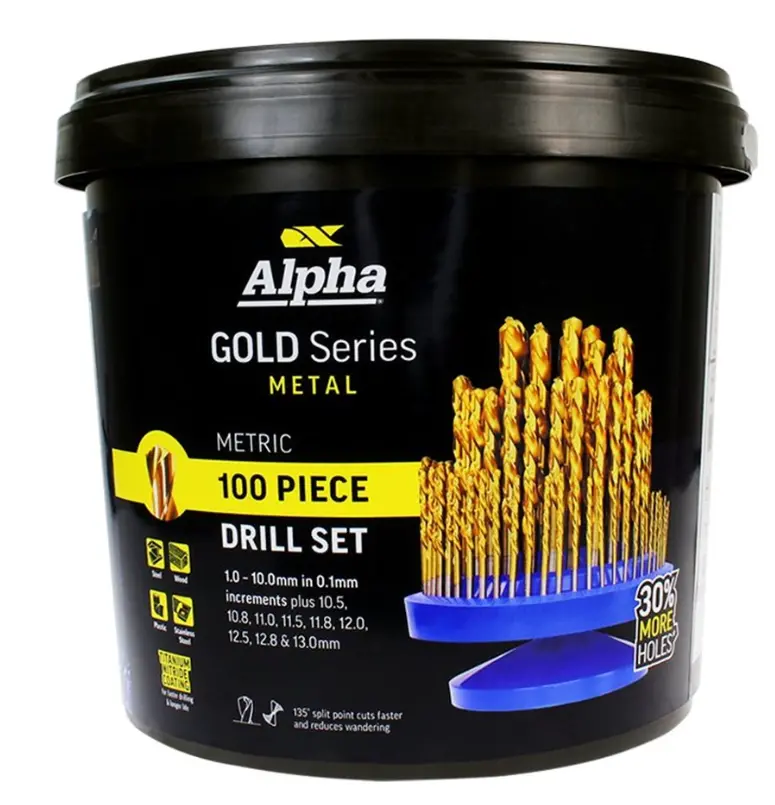 Alpha 100 Piece Gold Series Metric Drill Set Sm100 1