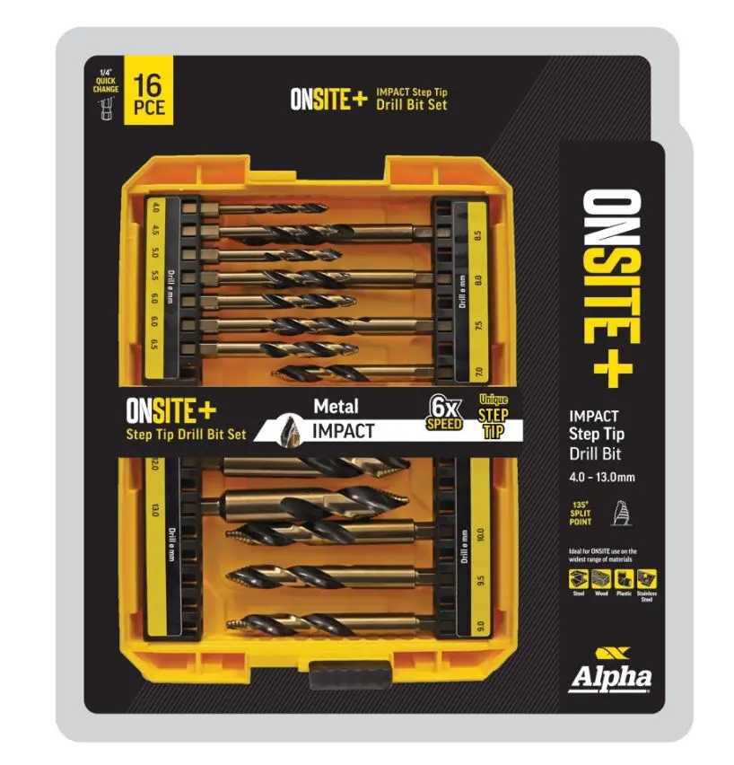 Alpha 16 Piece Onsite Plus Impact Step Tip Drill Set Sm16st 1