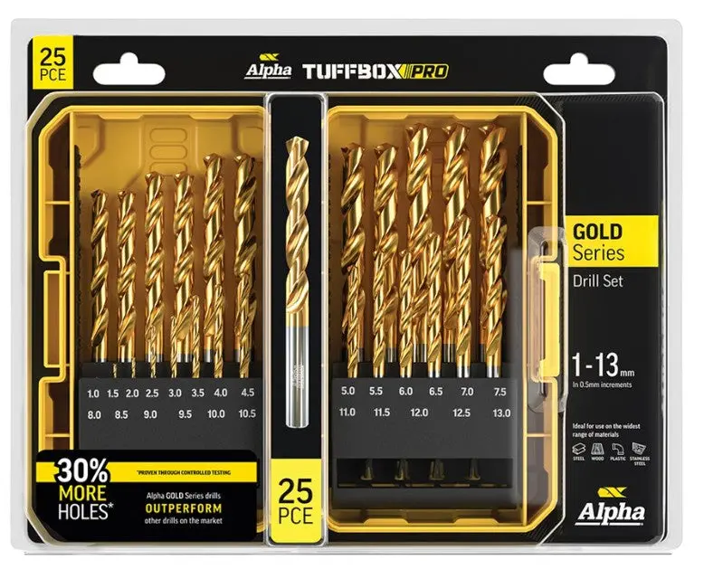 Alpha25 Piece  Gold Series Metric Tuffbox Pro Drill Set Sm25tp 1