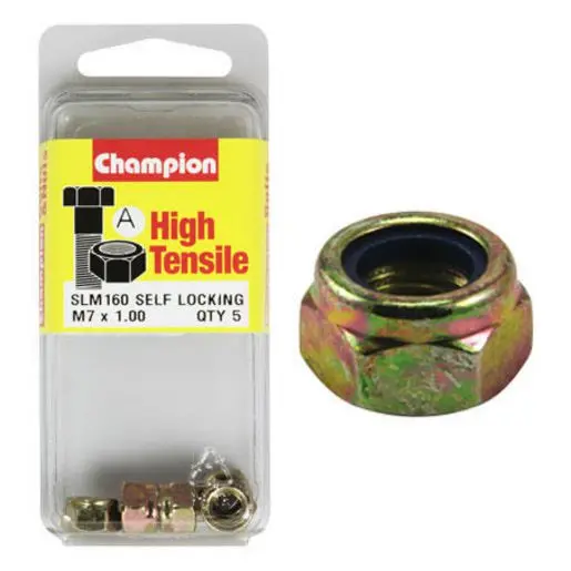 Champion Blister Nyloc-Self Locking Metric Nuts M7 X 1.00-Slm160 1