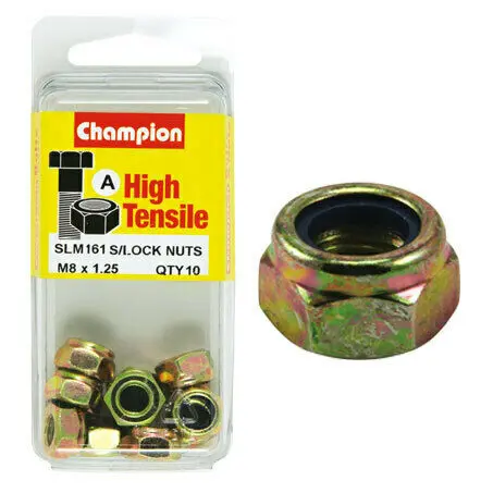 Champion Blister Nyloc-Self Locking Metric Nuts M8 X 1.25-Slm161 1