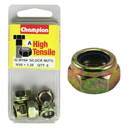 Champion Blister Nyloc-Self Locking Metric Nuts M10 X 1.25-Slm164 1