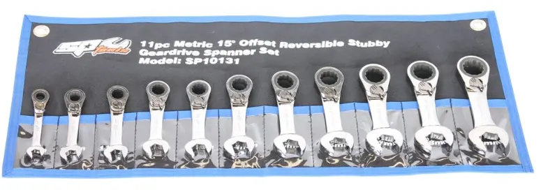 Sp Tools Gear Drive Roe Spanner Set 15° Offset Stubby  Metric 11Pc Sp10131 1