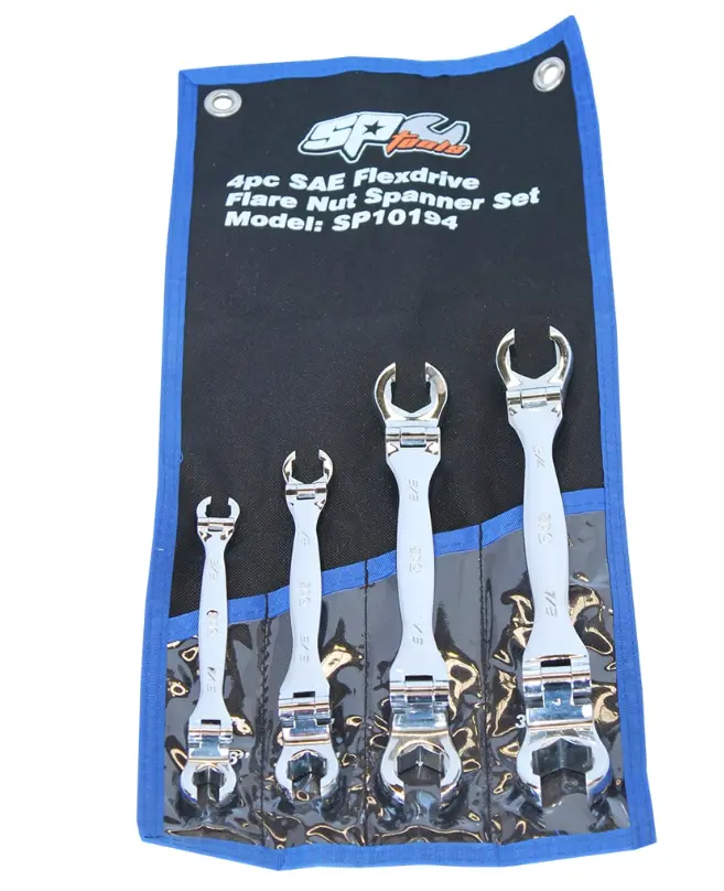 Sp Tools Flare Nut Flexhead Spanner Set - Sae - 4Pc Sp10194 1