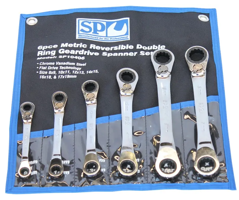 Sp Tools Double Ring Gear Drive Spanner Set - 15° Offset - Metric  6Pc Sp10406 1