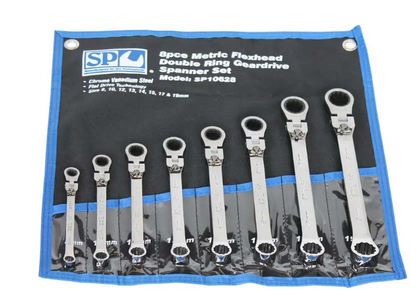 Sp Tools Double Ring Gear Drive Spanner Sets - Flex Head - Sae  6Pc Sp10676 1