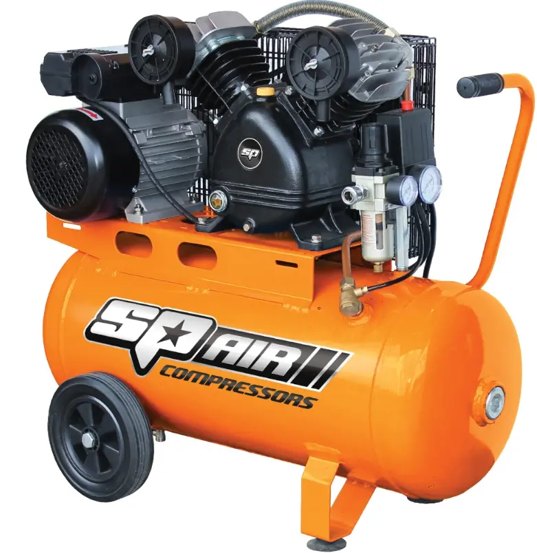 Sp Tools Air Compressor - V-Twin Cast Iron Portable - 2.5Hp Belt Drive  60Lt Sp14 1