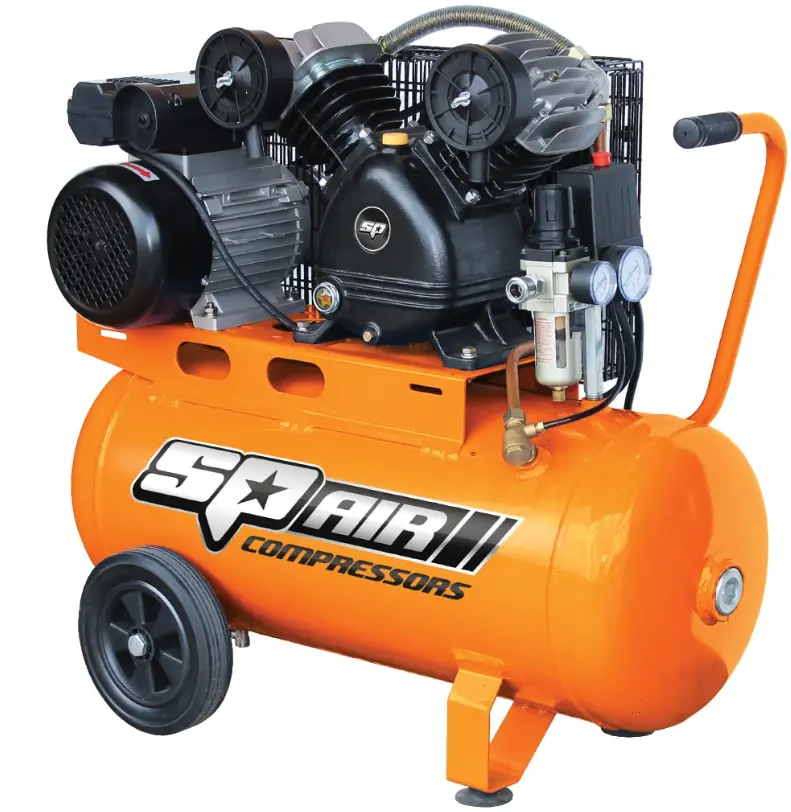 Sp Tools Air Compressor - V-Twin Cast Iron Portable  3Hp Belt Drive 60 Lt Sp17 1