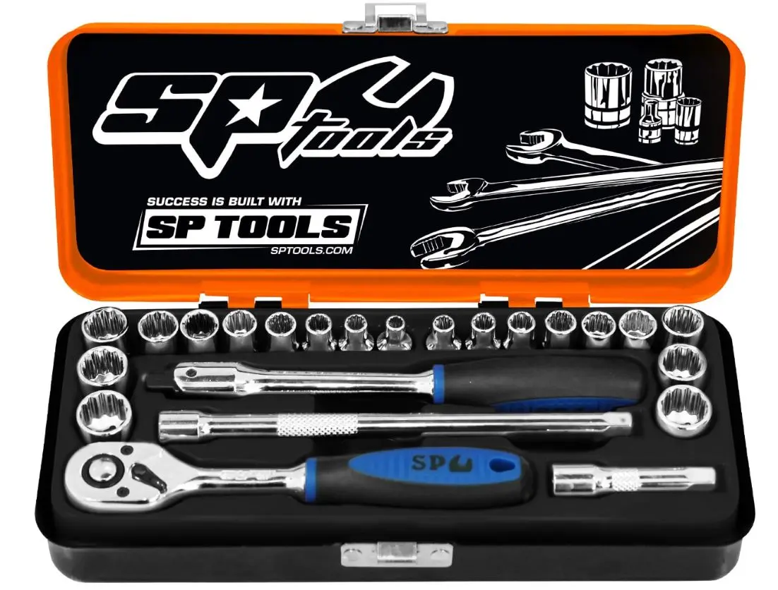 Sp Tools 1/4"Dr Socket Set 12Pt Metric Sae 23Pc Sp20100 1